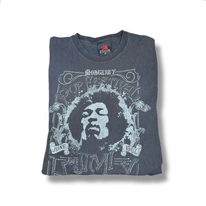 Zion Rootswear 2010 Jimi Hendrix Allover Graphic Music Tshirt Sz Med - "Avery”